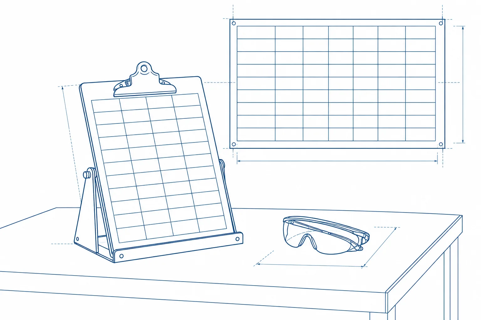 Line drawing of the equipment used on the Behavioural Based Safety course.