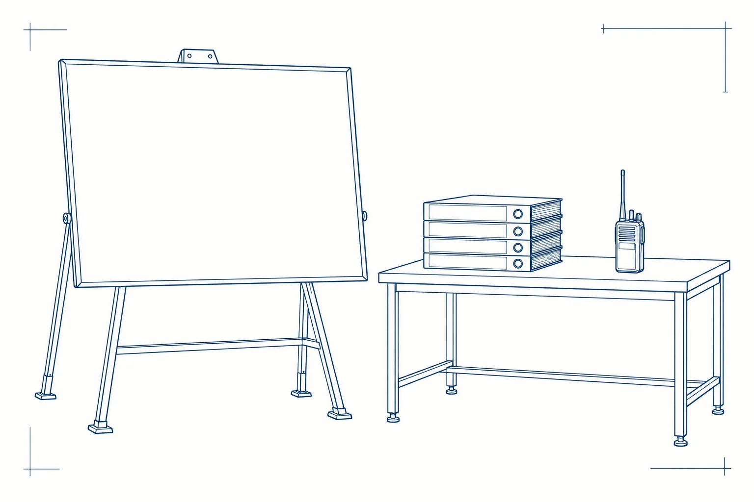 Line drawing of the equipment used on the Emergency Competency-Based Learning course.