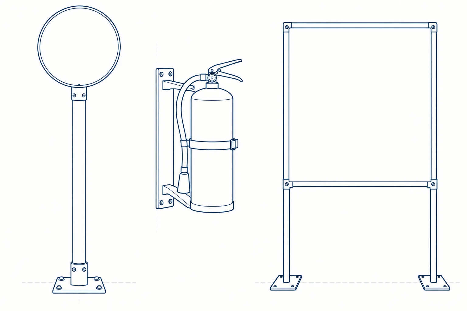 Line drawing of the equipment used on the Fire Warden & Emergency Response course.
