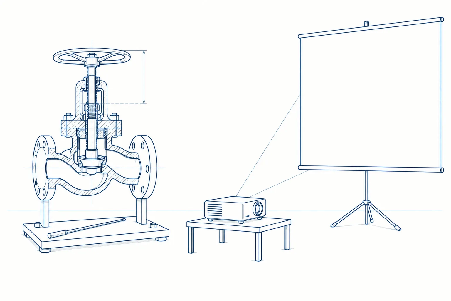 Line drawing of the equipment used on the Instructor-Led Technical & Safety Training course.