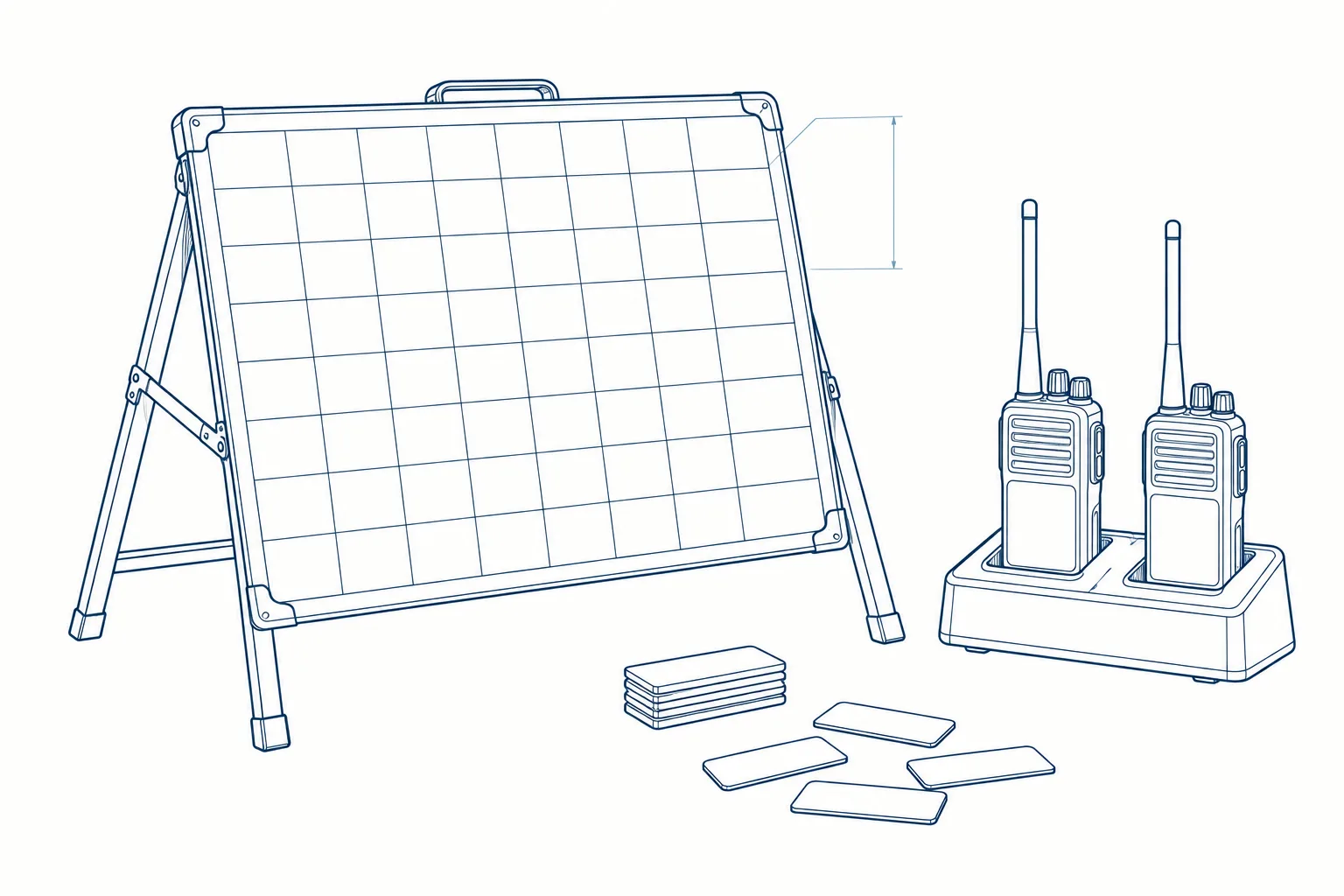 Line drawing of the equipment used on the Fire Officer II course.