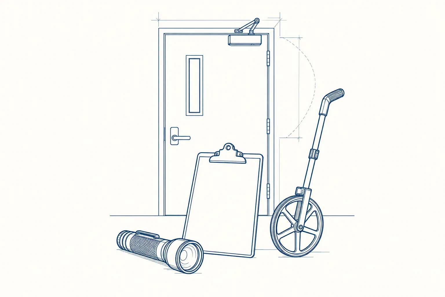 Line drawing of the equipment used on the Fire Inspector I course.