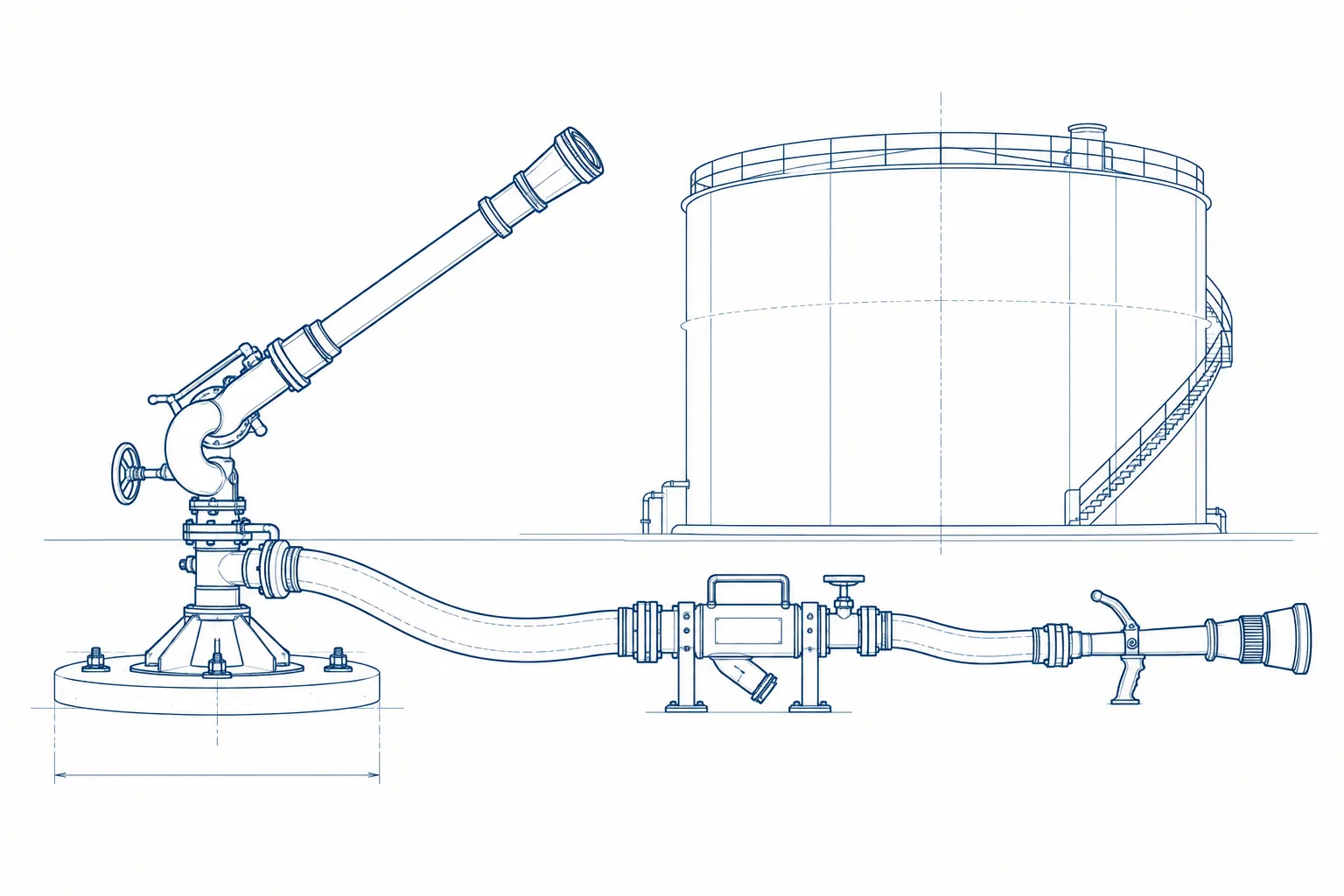 Line drawing of the equipment used on the Industrial Fire Brigade — Exterior course.