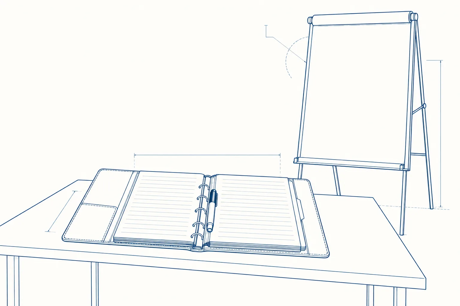 Line drawing of the equipment used on the Fire Instructor Refresher course.